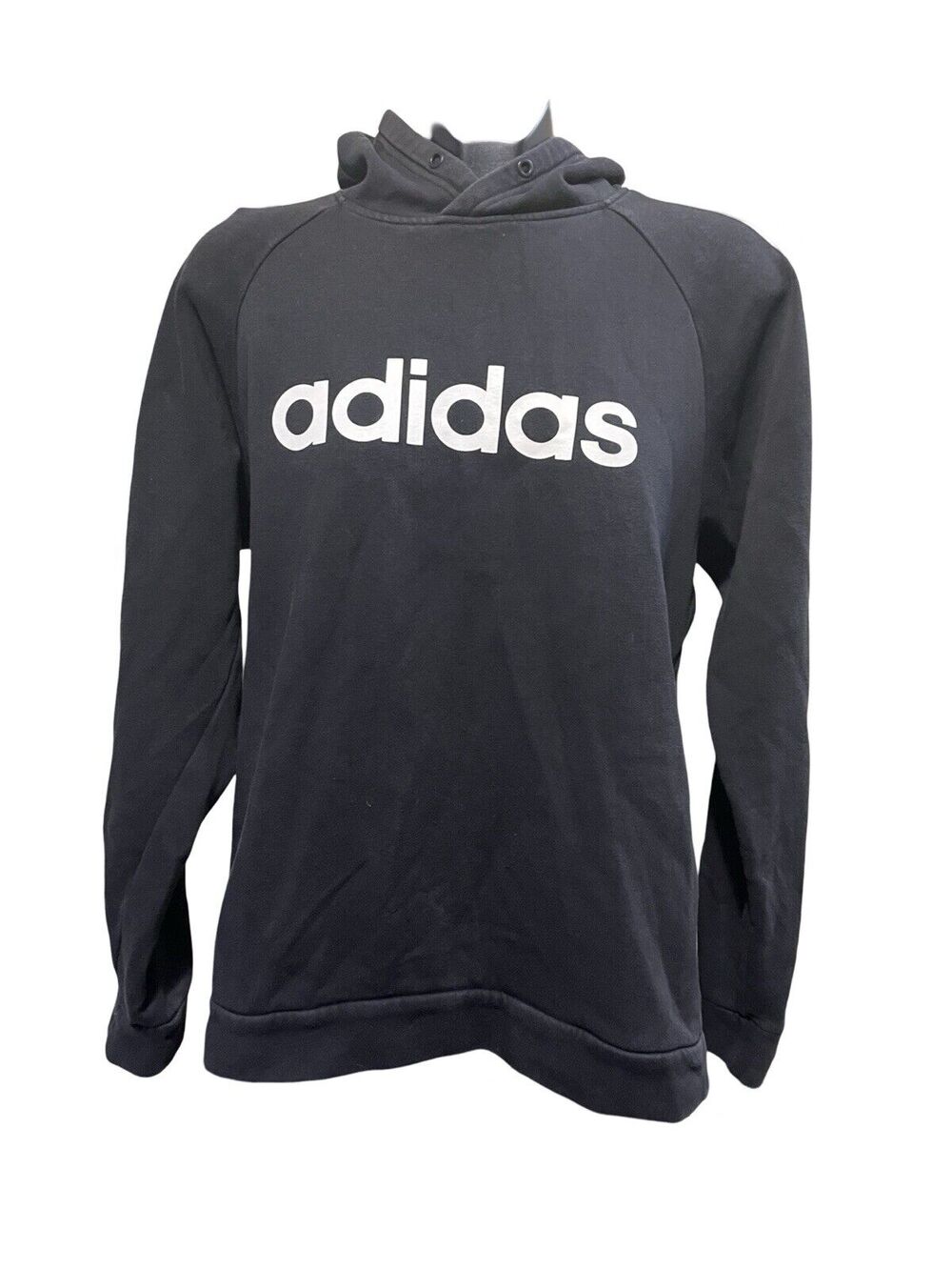 Adidas Black Pullover Hoodie with Logo - Medium